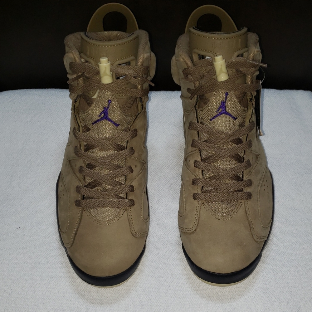 Men's JORDAN 6's KELP BROWN Sneakers with Purple Accents